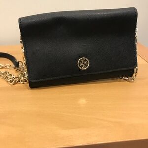 Tory Burch Black Crossbody with Gold Accents
